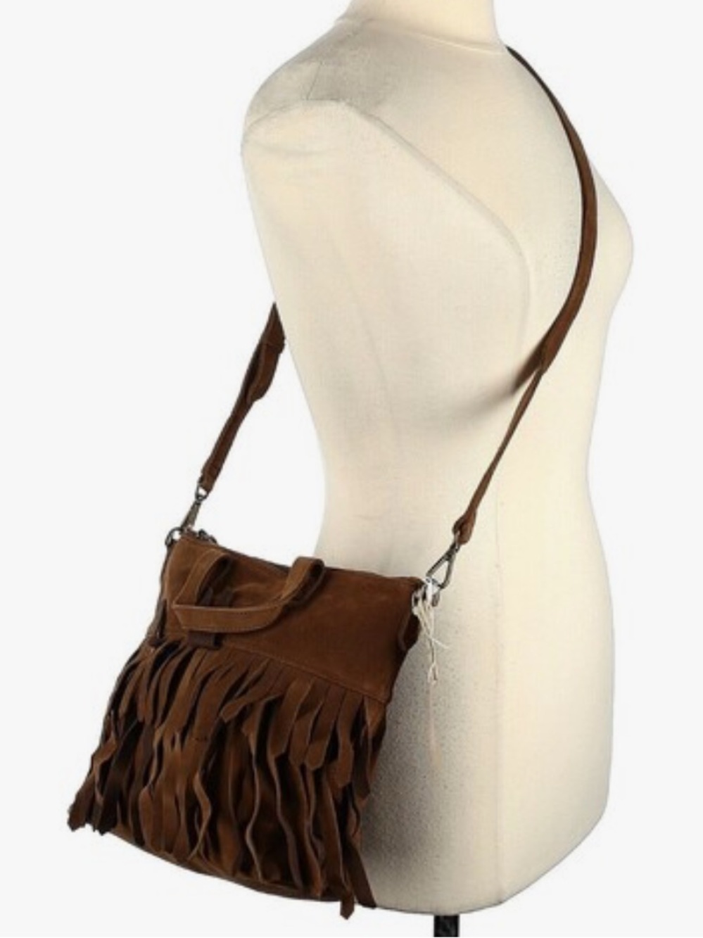 MADEWELL Deep Chestnut The Transport Crossbody: Suede Fringe Edition
